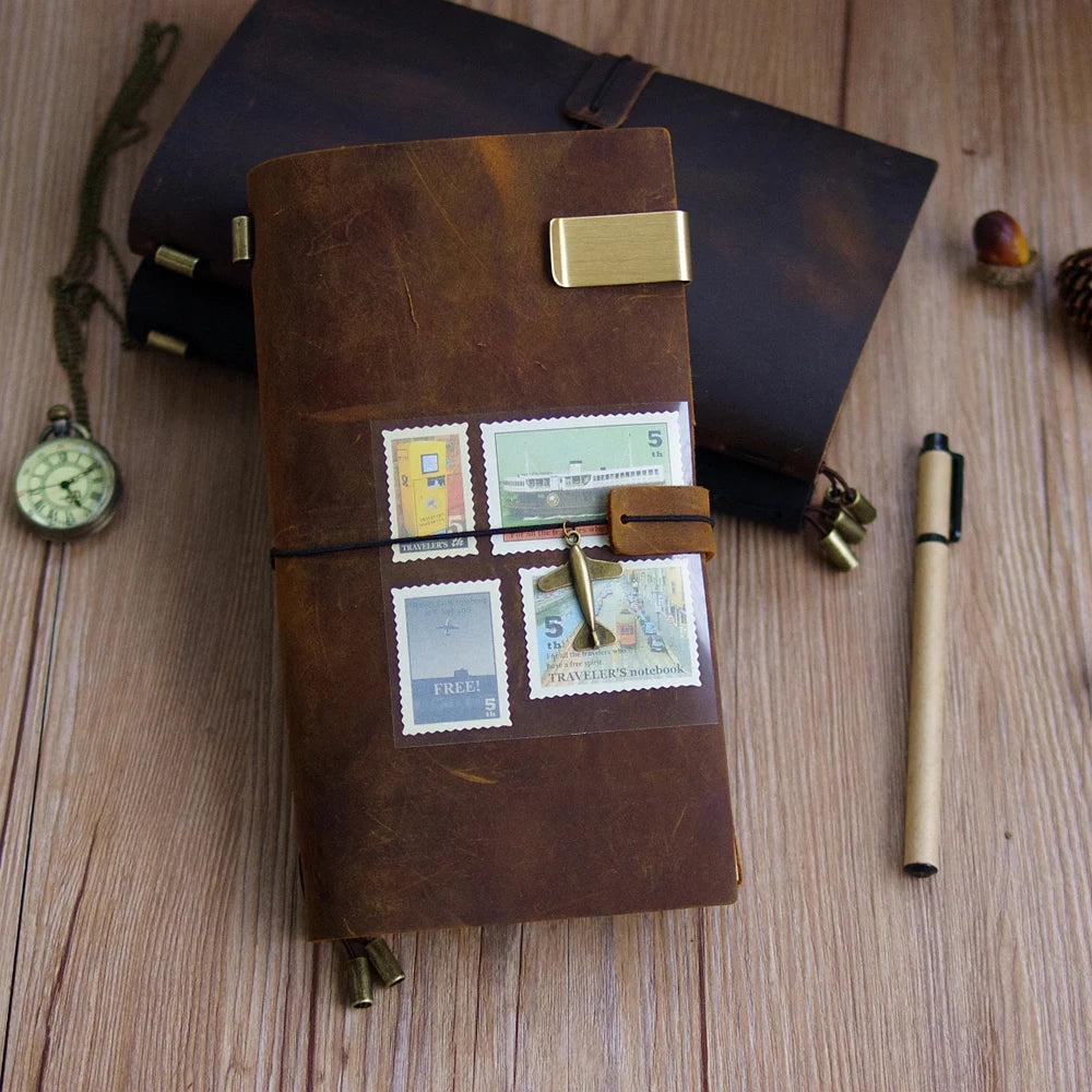 100% Handmade Genuine Leather Traveler's Notebook with Free Embossing