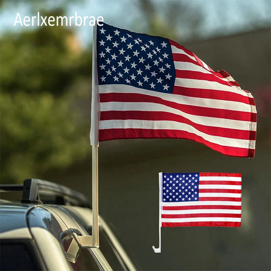 Patriotic American car window flag (12x18 inch) with plastic flagpole. [Benefitting homeless vets] - Competitive Edge Life Store